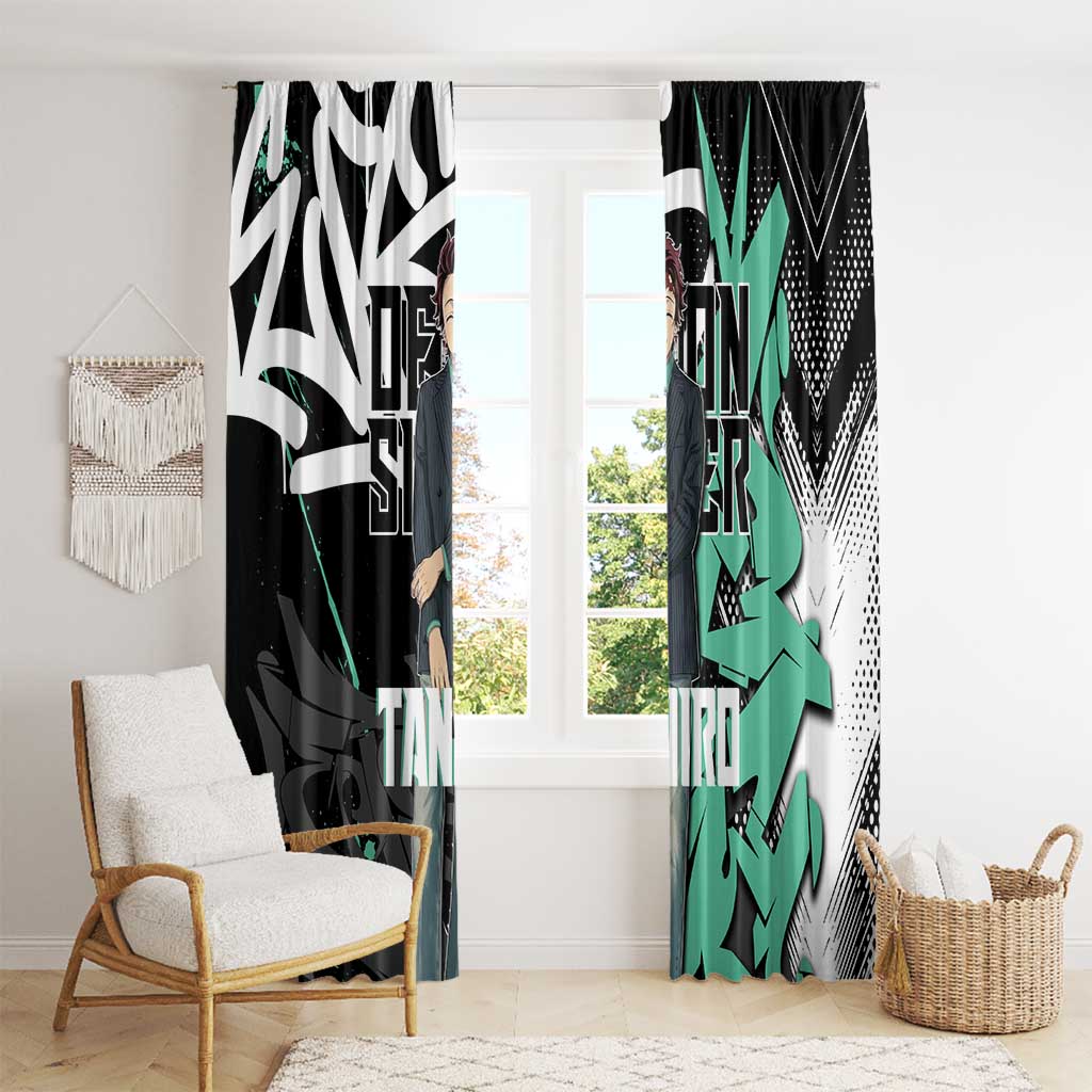 Kamado Tanjiro Demon Slayer Window Curtain Black Graffiti Anime Graphic