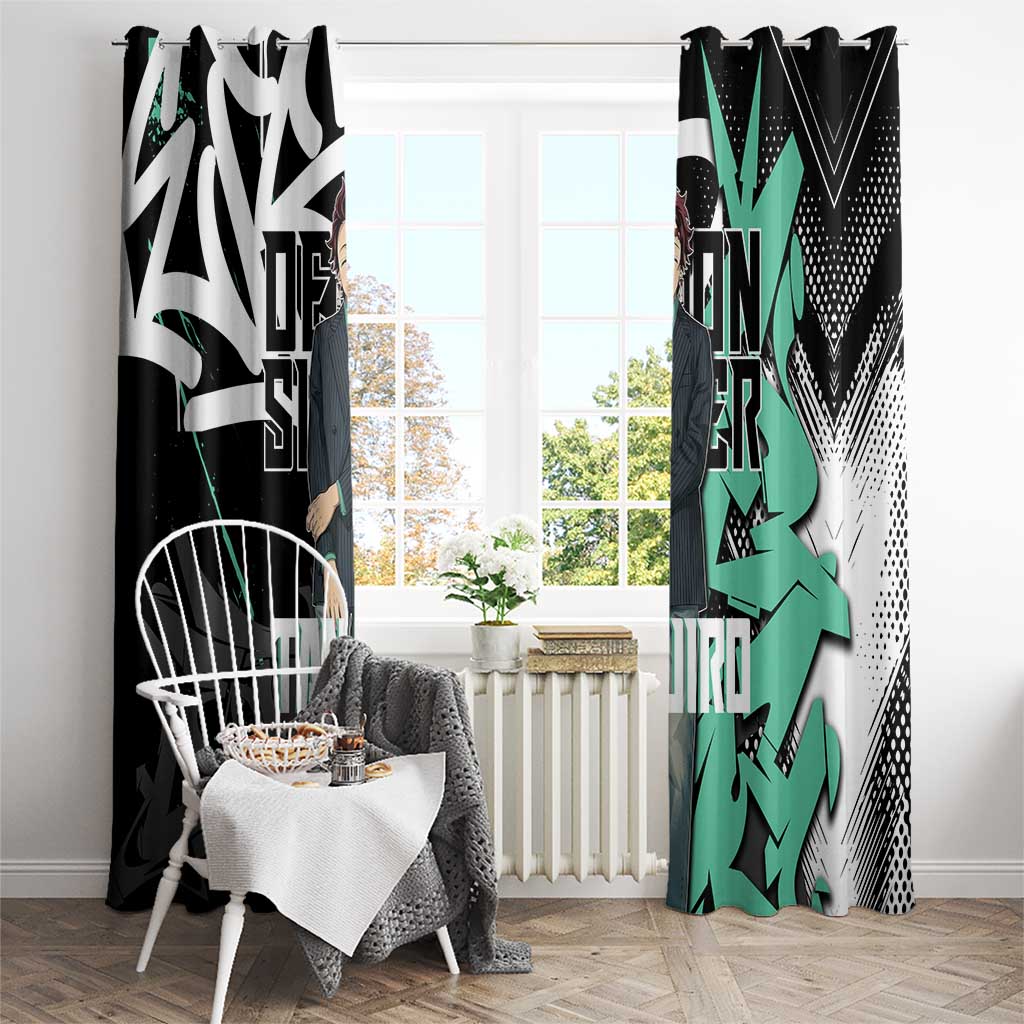 Kamado Tanjiro Demon Slayer Window Curtain Black Graffiti Anime Graphic