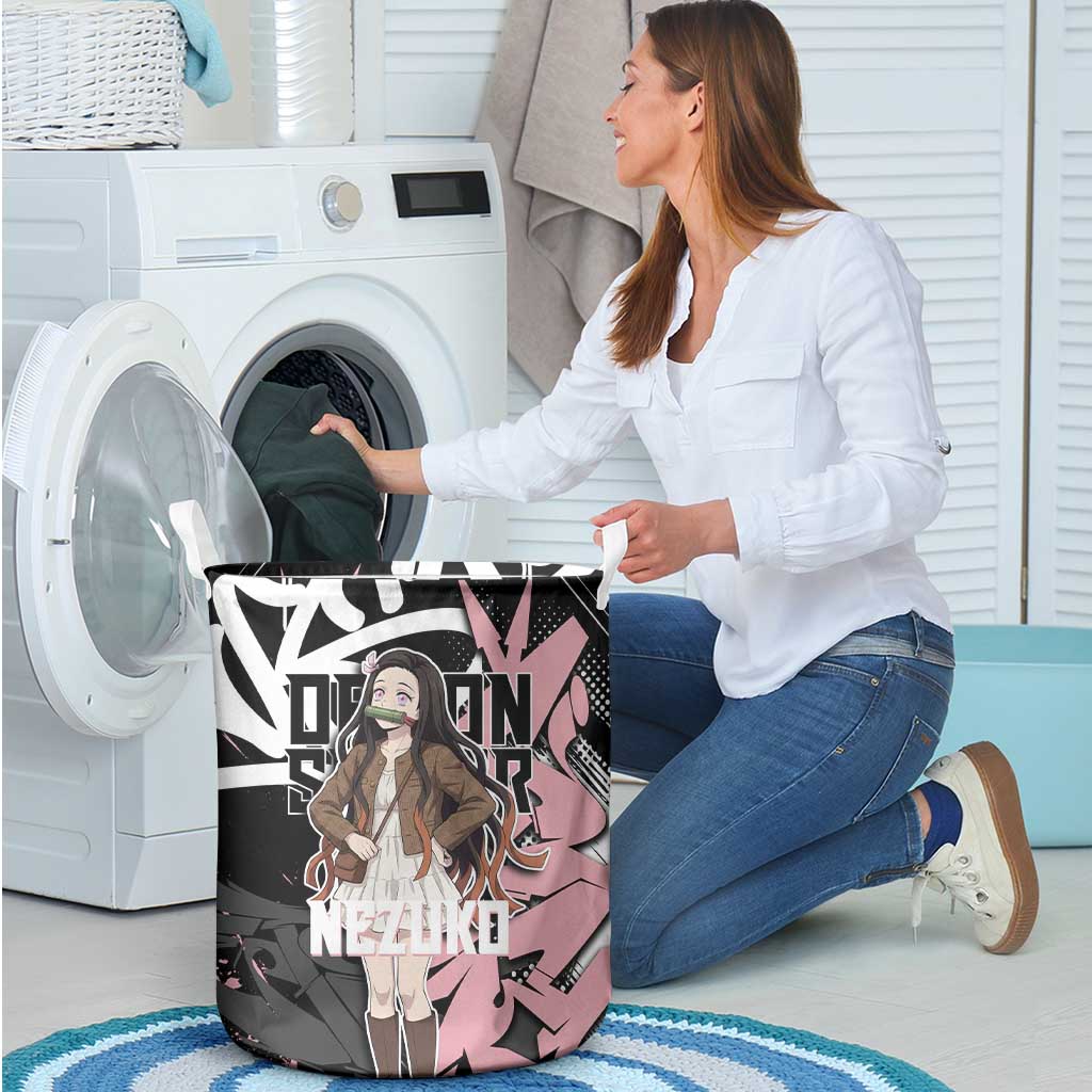 Kamado Nezuko Demon Slayer Laundry Basket Pink & Black Graffiti Anime Graphic