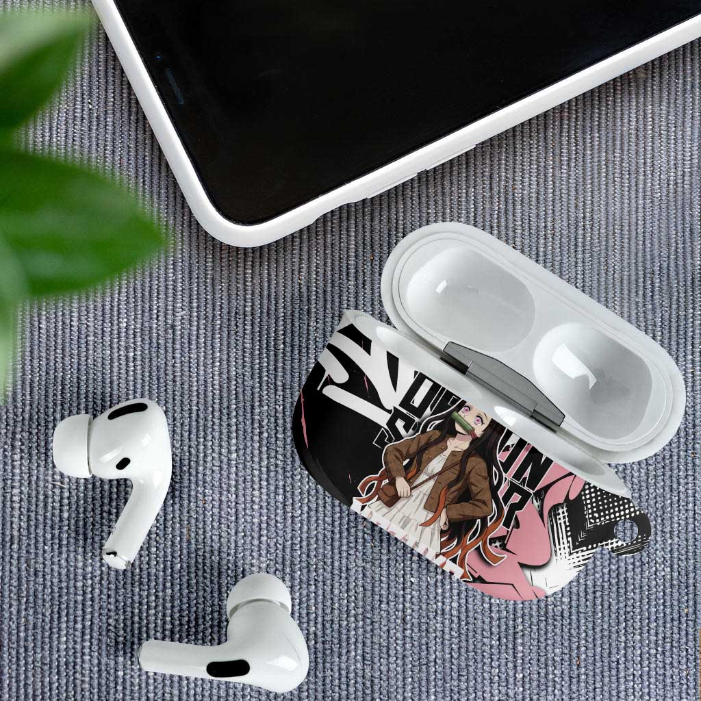 Kamado Nezuko Demon Slayer AirPods Case Pink & Black Graffiti Anime Graphic