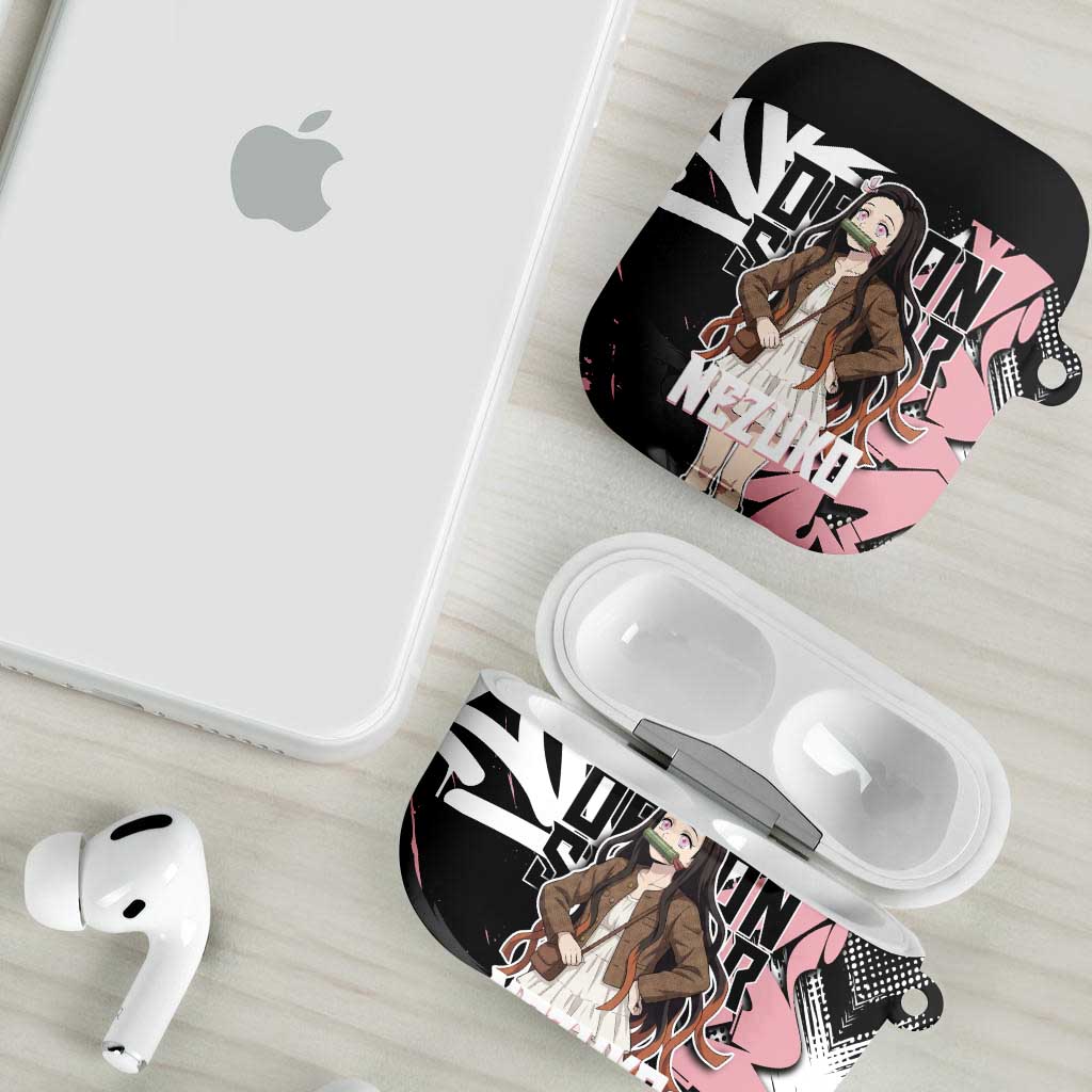 Kamado Nezuko Demon Slayer AirPods Case Pink & Black Graffiti Anime Graphic