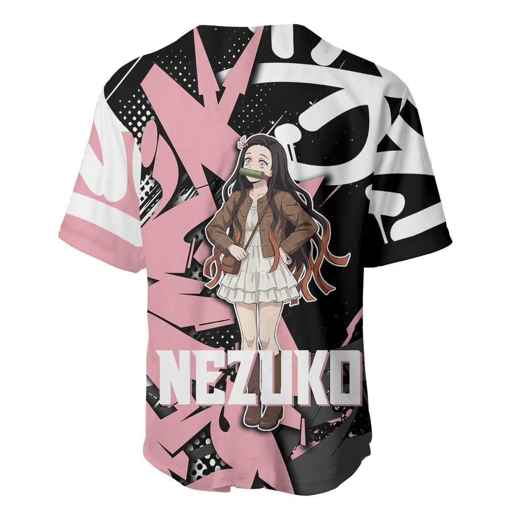 Kamado Nezuko Demon Slayer Baseball Jersey Pink & Black Graffiti Anime Graphic