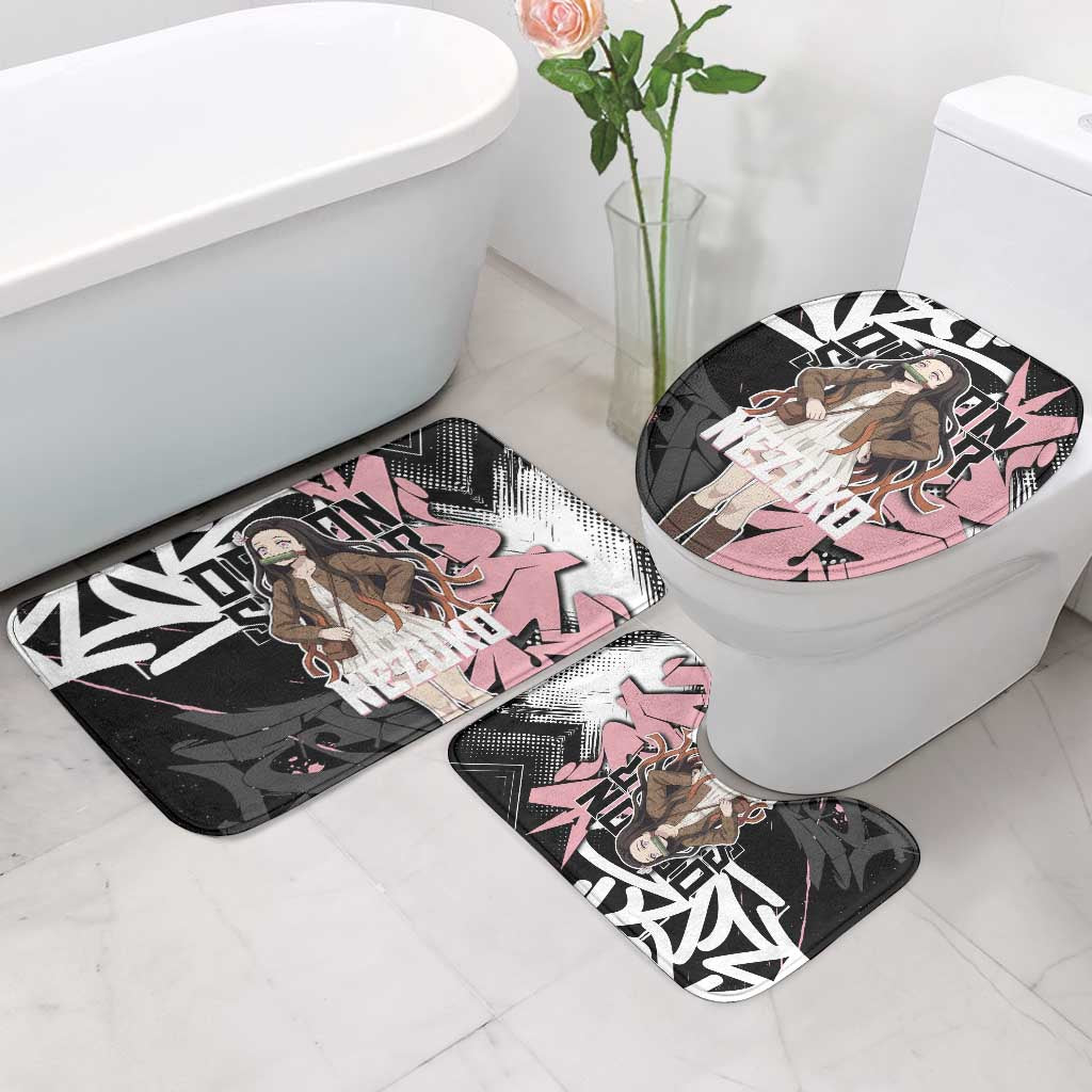 Kamado Nezuko Demon Slayer Bathroom Set Pink & Black Graffiti Anime Graphic