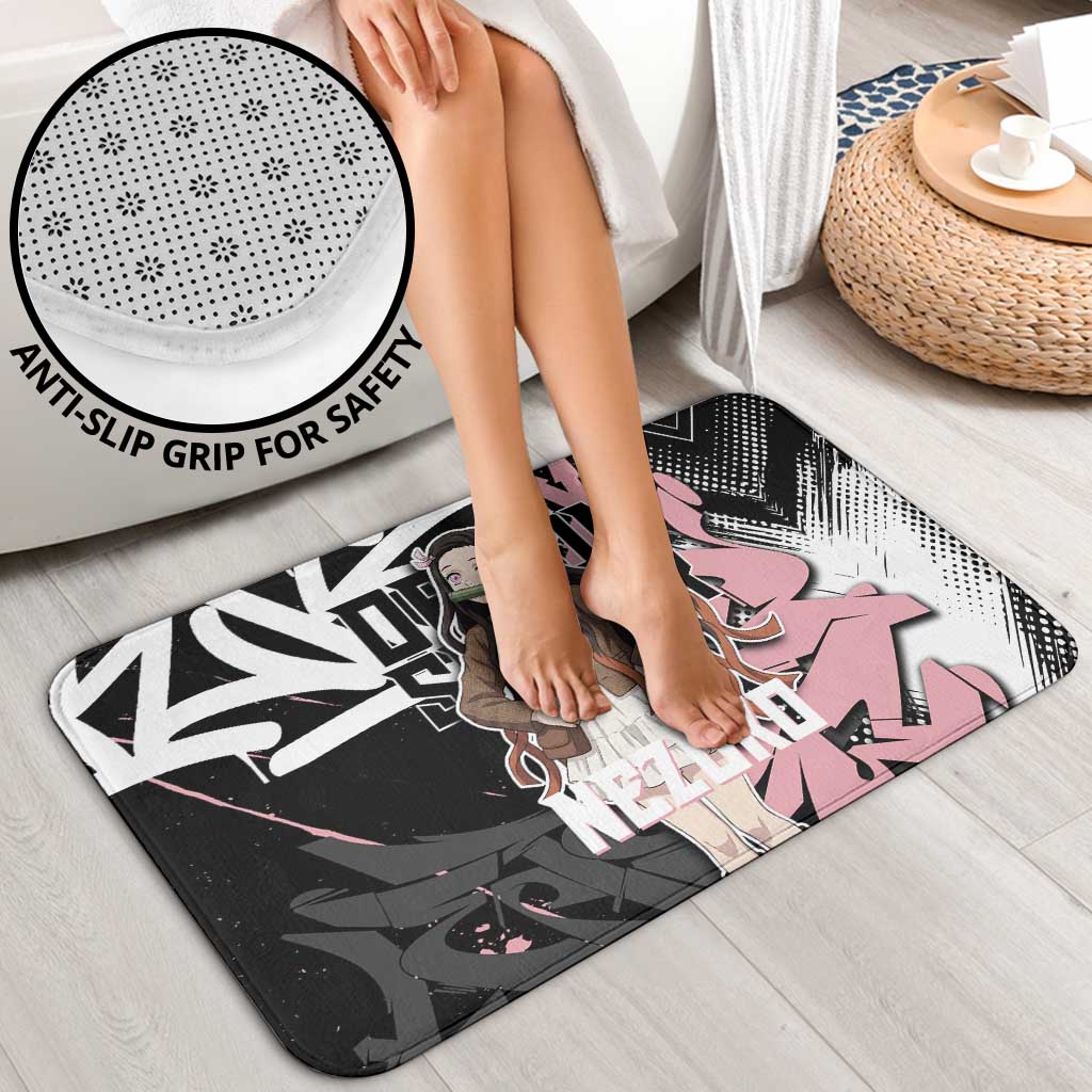 Kamado Nezuko Demon Slayer Bathroom Set Pink & Black Graffiti Anime Graphic