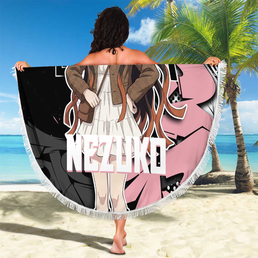 Kamado Nezuko Demon Slayer Beach Blanket Pink & Black Graffiti Anime Graphic