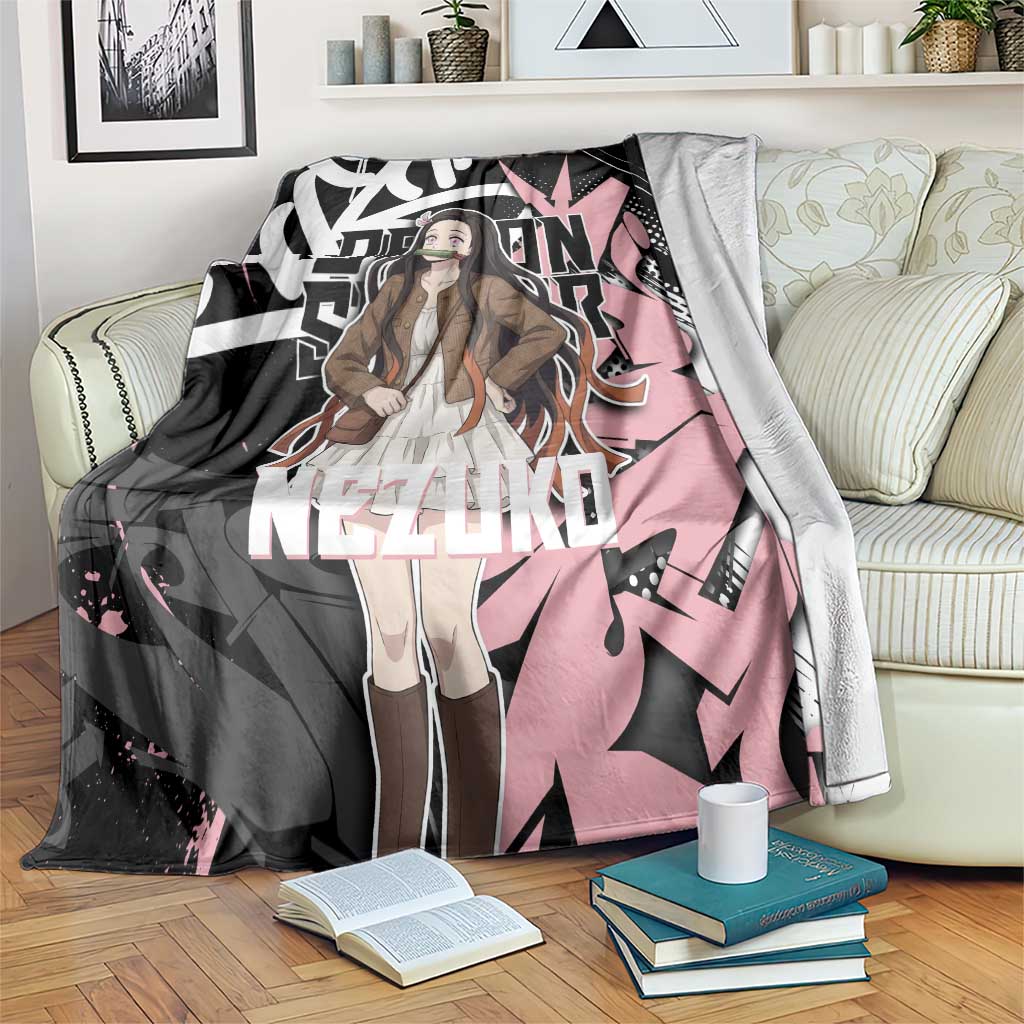 Kamado Nezuko Demon Slayer Blanket Pink & Black Graffiti Anime Graphic