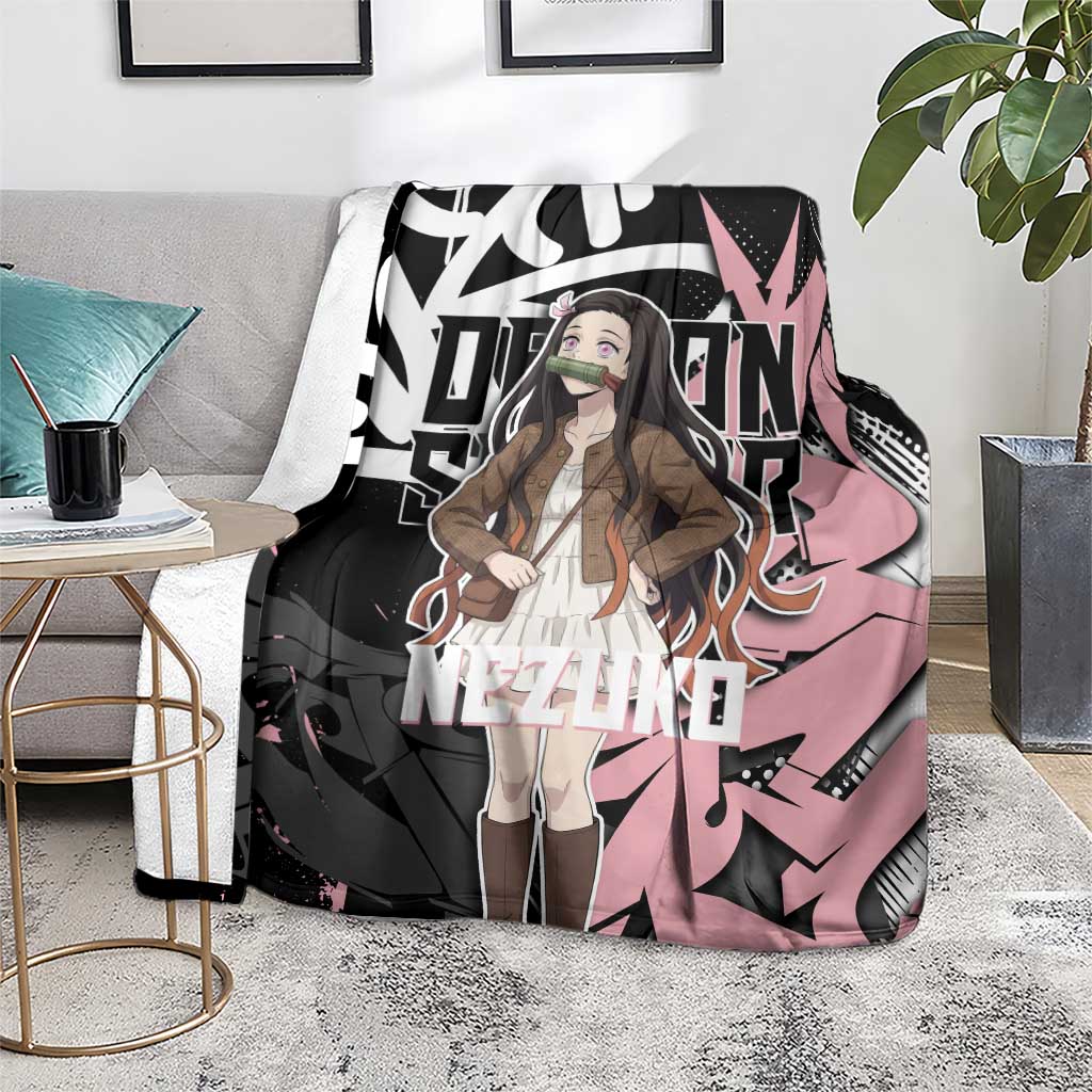 Kamado Nezuko Demon Slayer Blanket Pink & Black Graffiti Anime Graphic