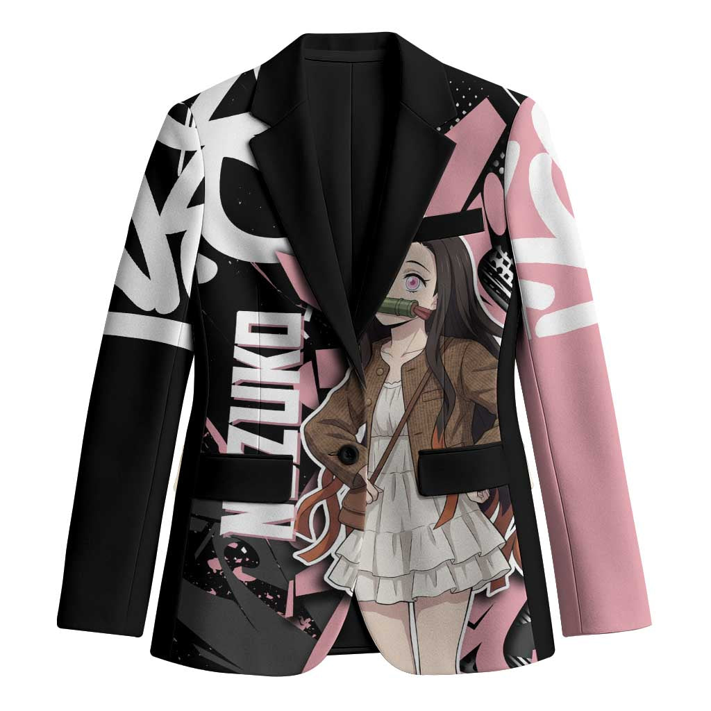 Kamado Nezuko Demon Slayer Blazer Pink & Black Graffiti Anime Graphic