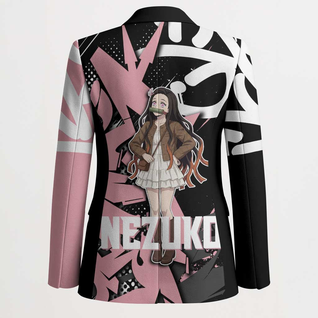 Kamado Nezuko Demon Slayer Blazer Pink & Black Graffiti Anime Graphic