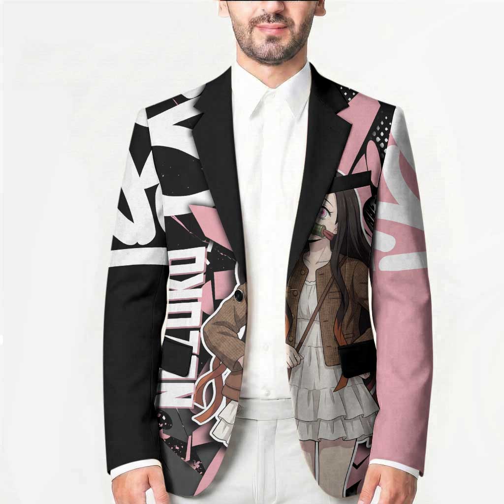 Kamado Nezuko Demon Slayer Blazer Pink & Black Graffiti Anime Graphic