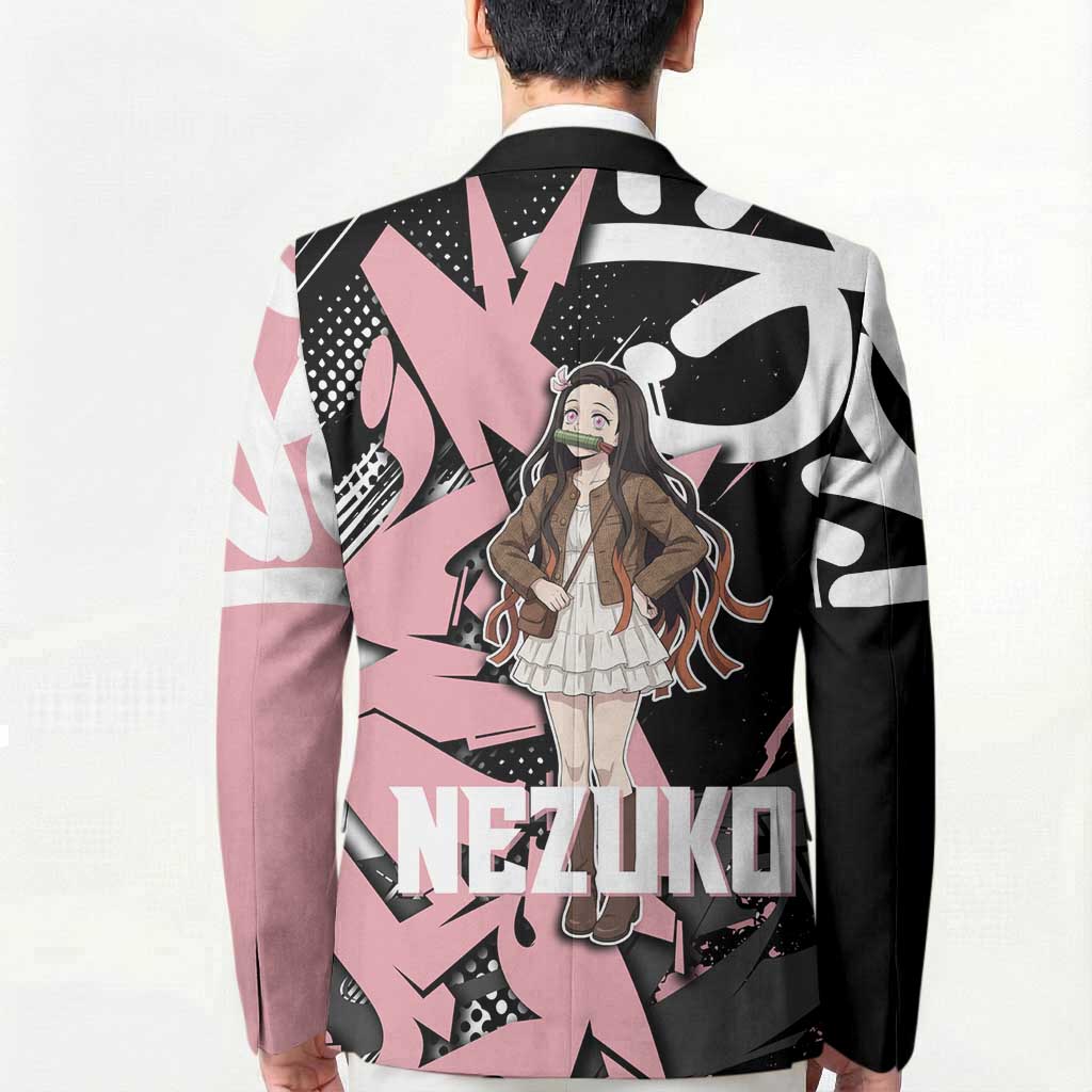 Kamado Nezuko Demon Slayer Blazer Pink & Black Graffiti Anime Graphic