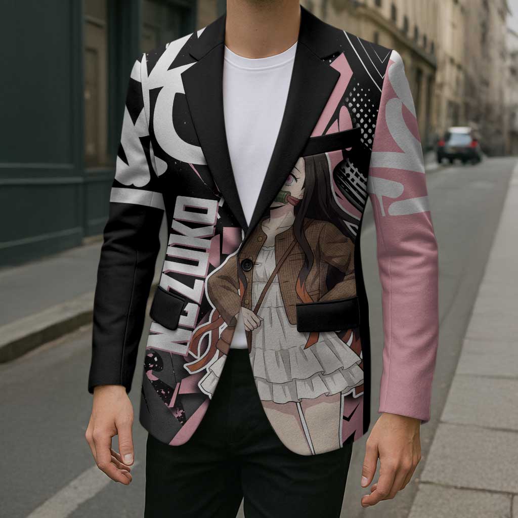 Kamado Nezuko Demon Slayer Blazer Pink & Black Graffiti Anime Graphic