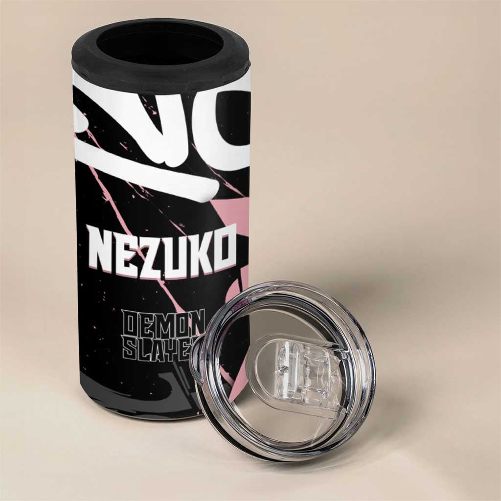 Kamado Nezuko Demon Slayer 4 in 1 Can Cooler Tumbler Pink & Black Graffiti Anime Graphic