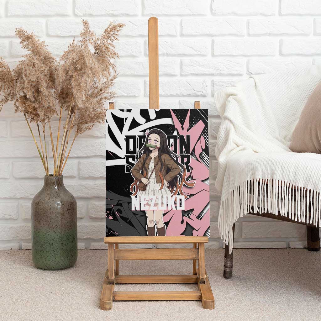 Kamado Nezuko Demon Slayer Canvas Wall Art Pink & Black Graffiti Anime Graphic