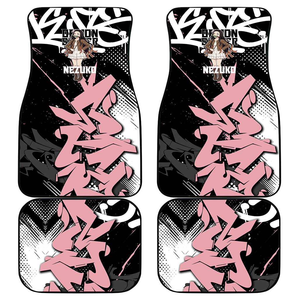 Kamado Nezuko Demon Slayer Car Mats Pink & Black Graffiti Anime Graphic