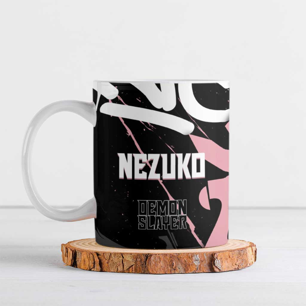 Kamado Nezuko Demon Slayer Ceramic Mug Pink & Black Graffiti Anime Graphic