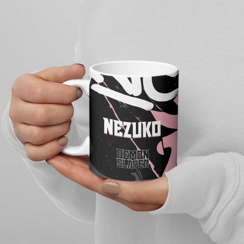 Kamado Nezuko Demon Slayer Ceramic Mug Pink & Black Graffiti Anime Graphic