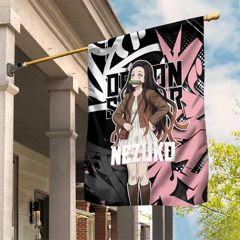 Kamado Nezuko Demon Slayer Garden Flag Pink & Black Graffiti Anime Graphic