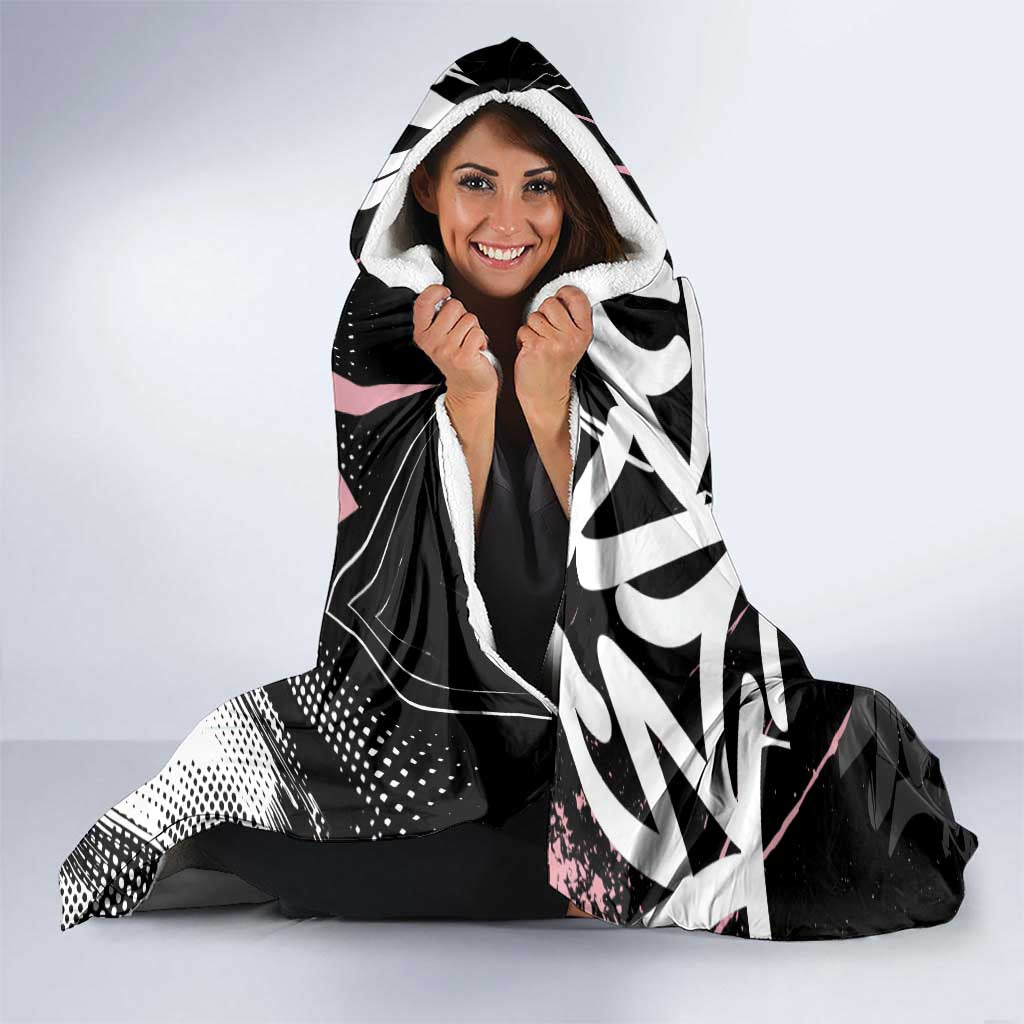 Kamado Nezuko Demon Slayer Hooded Blanket Pink & Black Graffiti Anime Graphic