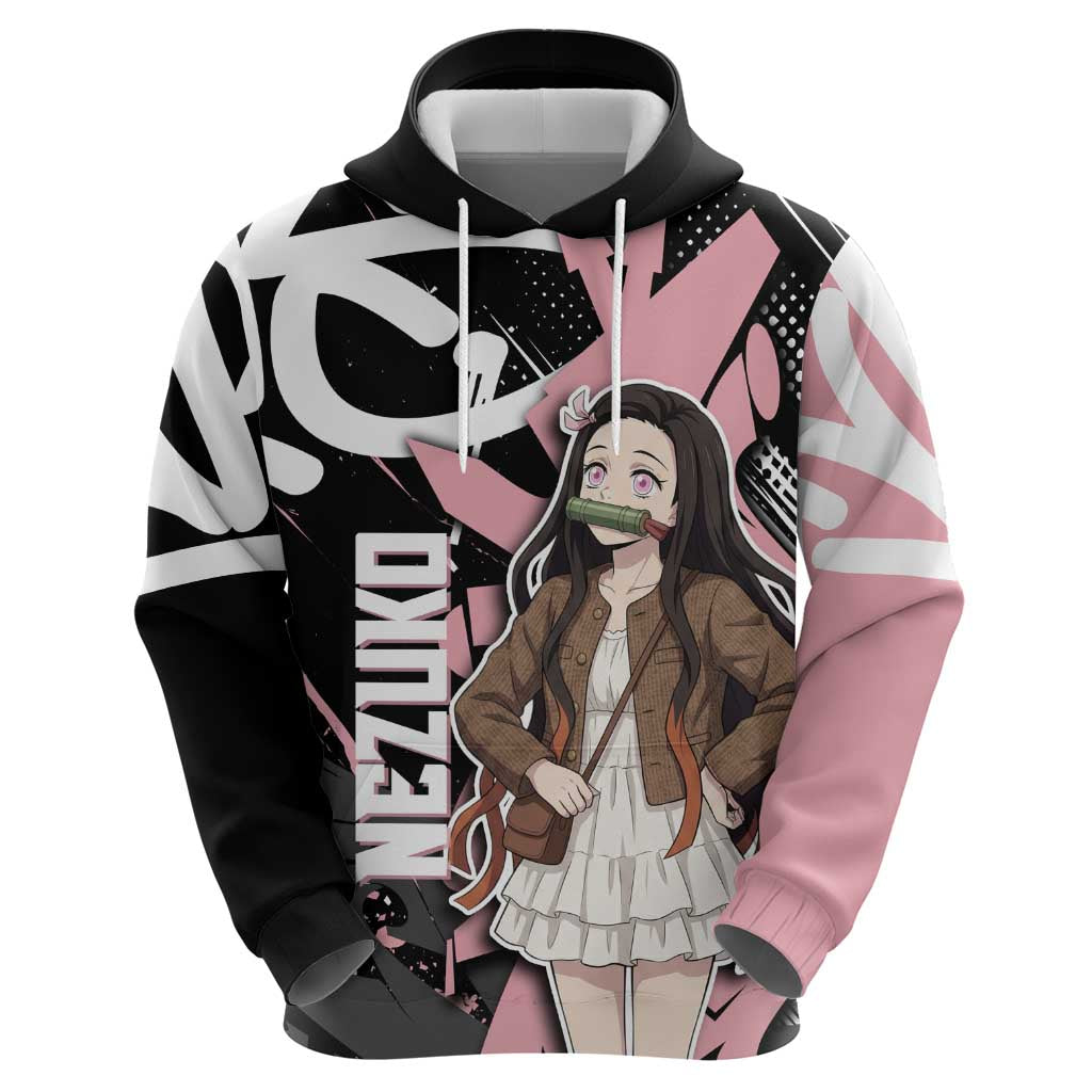 Kamado Nezuko Demon Slayer Hoodie Pink & Black Graffiti Anime Graphic