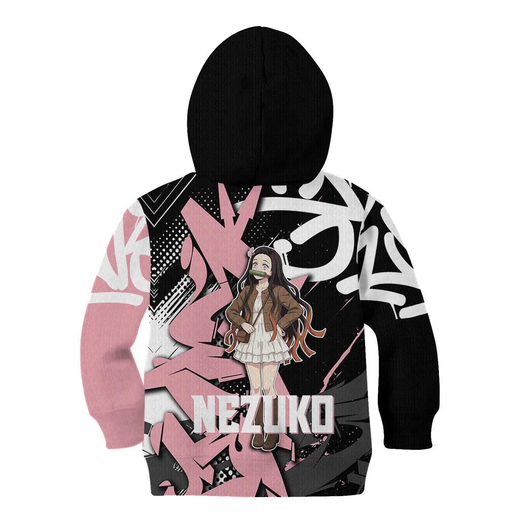 Kamado Nezuko Demon Slayer Kid Hoodie Pink & Black Graffiti Anime Graphic