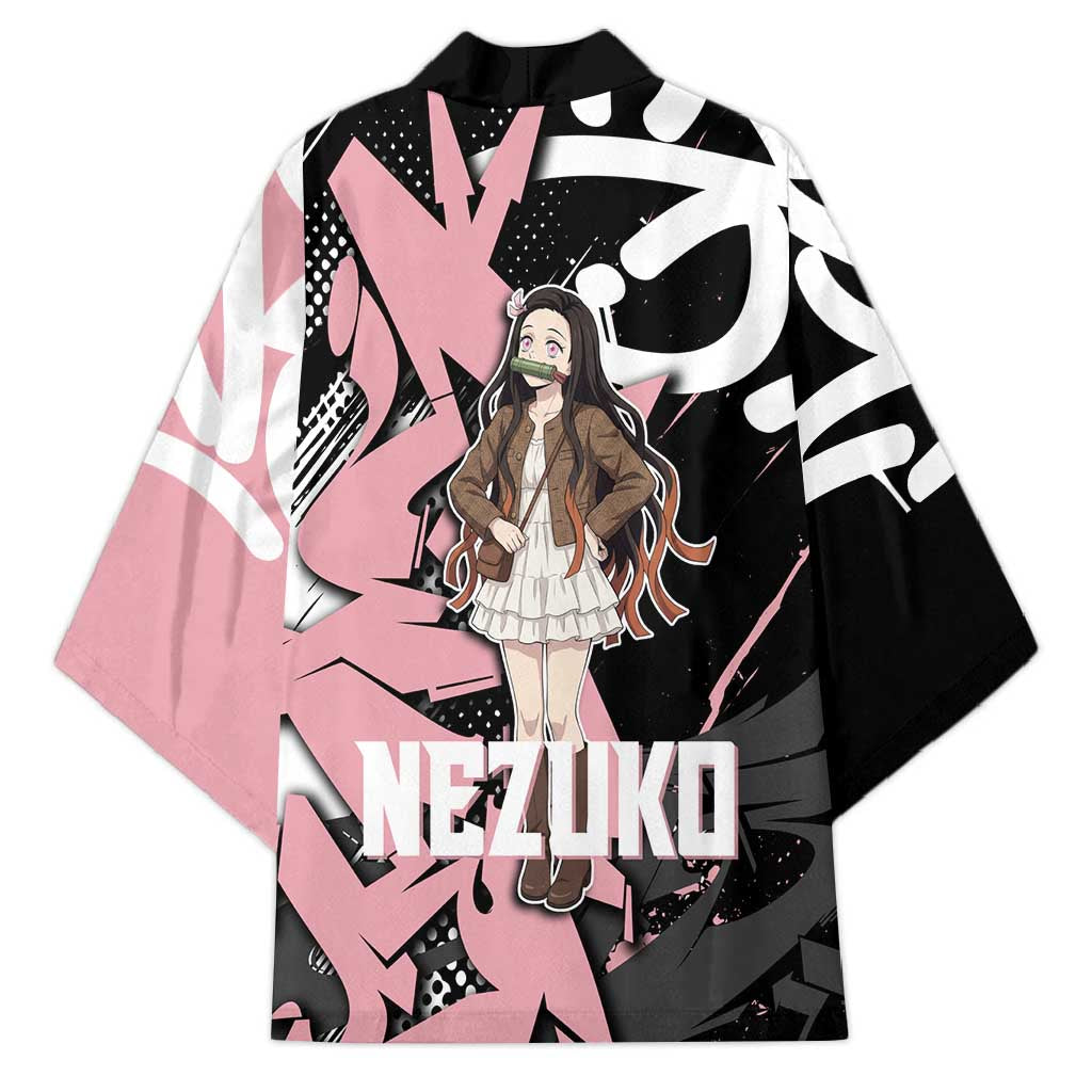 Kamado Nezuko Demon Slayer Kimono Pink & Black Graffiti Anime Graphic