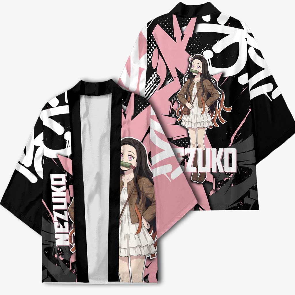 Kamado Nezuko Demon Slayer Kimono Pink & Black Graffiti Anime Graphic