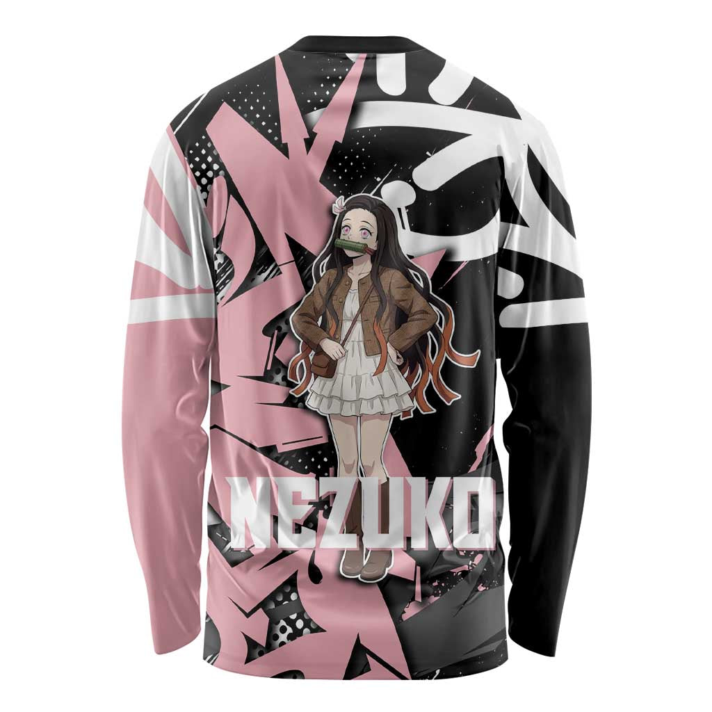Kamado Nezuko Demon Slayer Long Sleeve Shirt Pink & Black Graffiti Anime Graphic