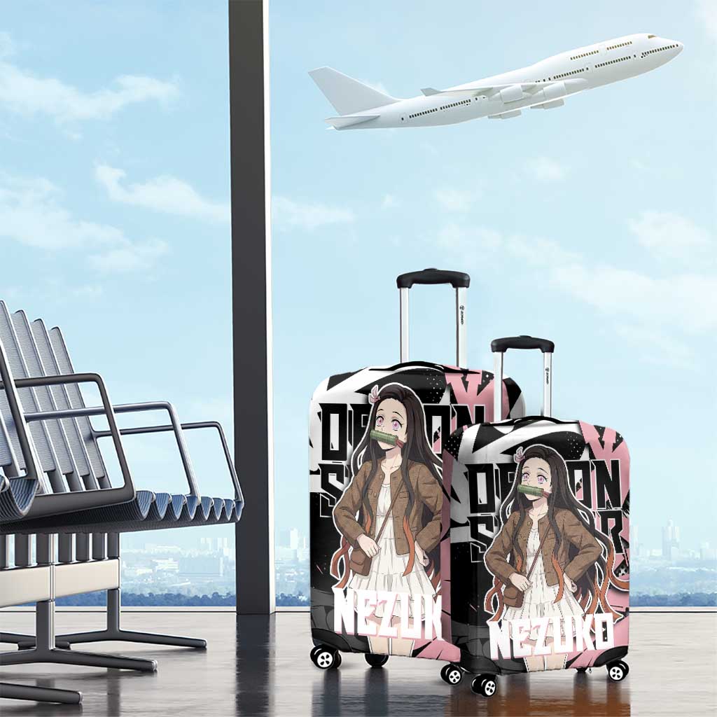 Kamado Nezuko Demon Slayer Luggage Cover Pink & Black Graffiti Anime Graphic
