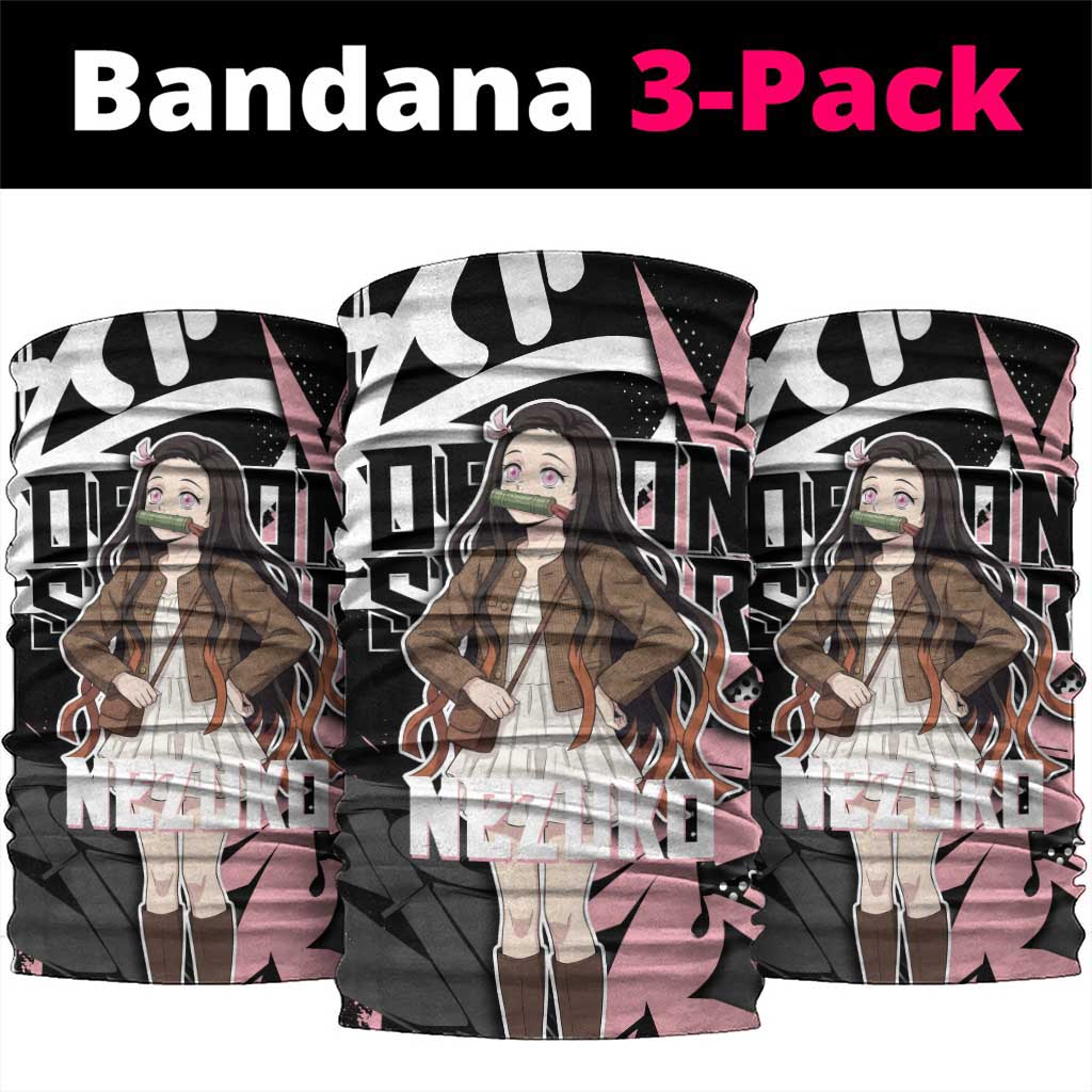 Kamado Nezuko Demon Slayer Neck Gaiter Pink & Black Graffiti Anime Graphic
