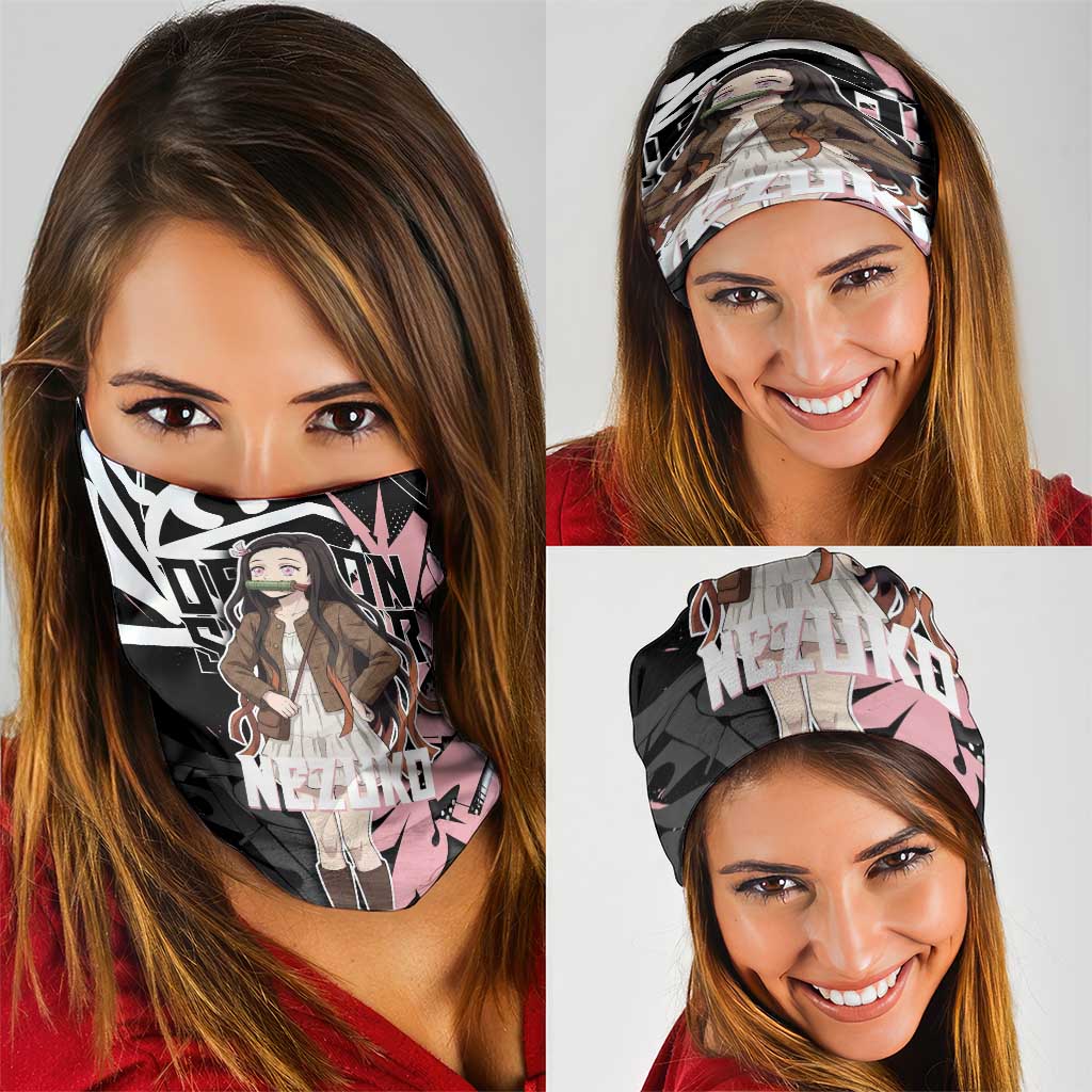 Kamado Nezuko Demon Slayer Neck Gaiter Pink & Black Graffiti Anime Graphic