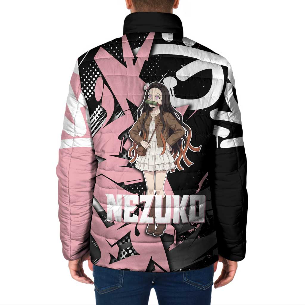 Kamado Nezuko Demon Slayer Padded Jacket Pink & Black Graffiti Anime Graphic