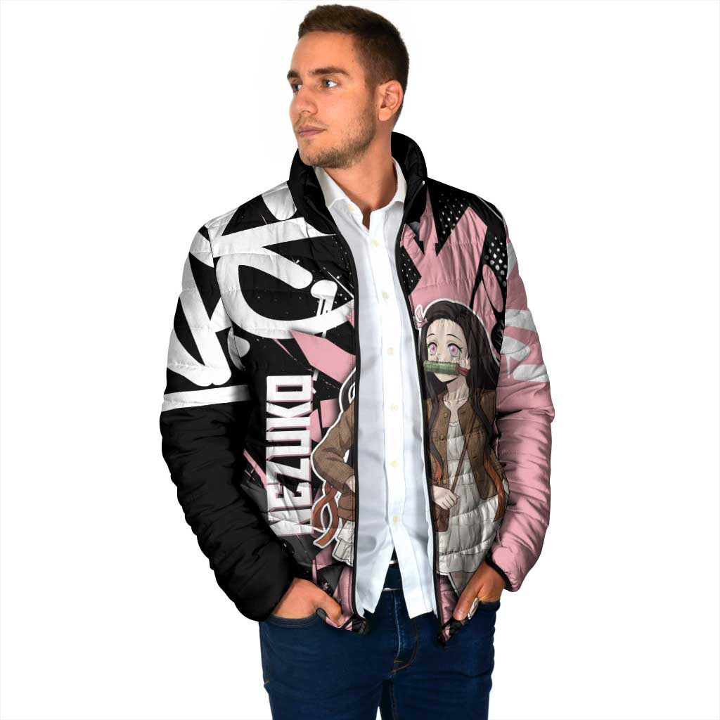Kamado Nezuko Demon Slayer Padded Jacket Pink & Black Graffiti Anime Graphic