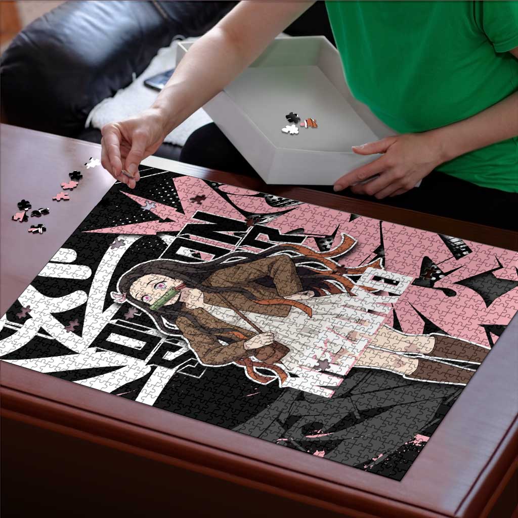 Kamado Nezuko Demon Slayer Puzzle Pink & Black Graffiti Anime Graphic
