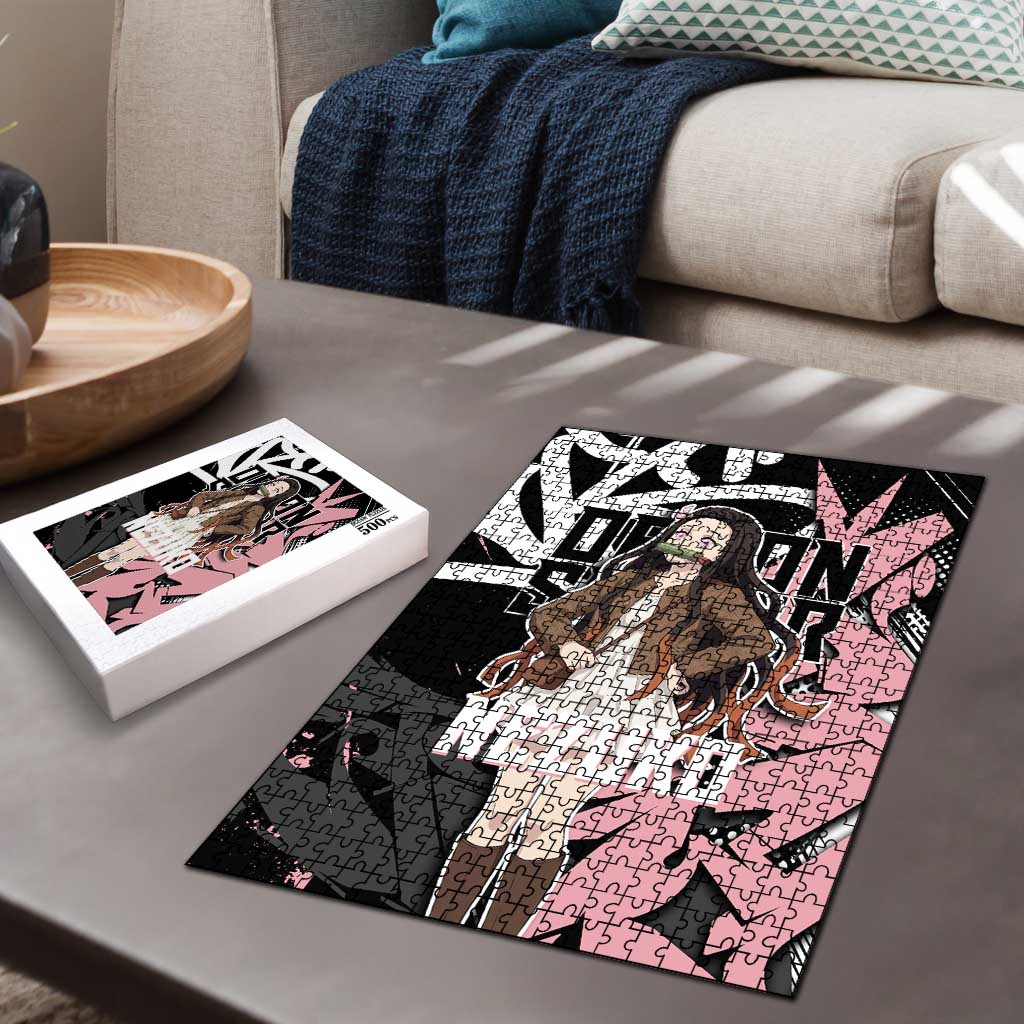 Kamado Nezuko Demon Slayer Puzzle Pink & Black Graffiti Anime Graphic