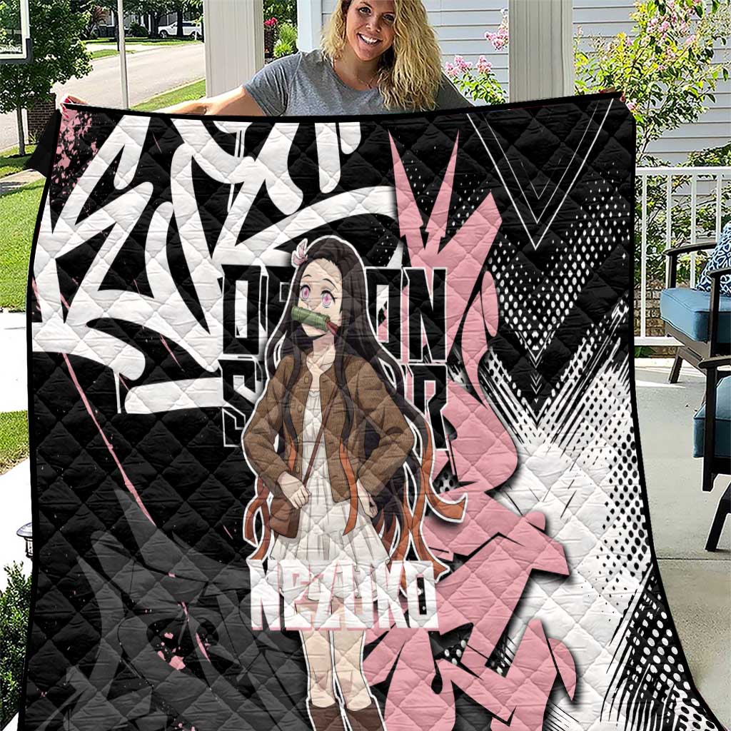 Kamado Nezuko Demon Slayer Quilt Pink & Black Graffiti Anime Graphic