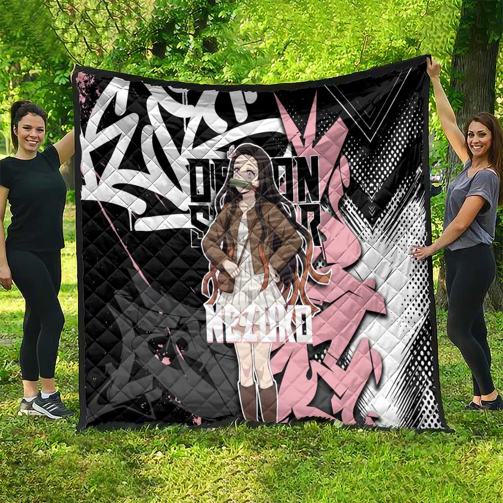 Kamado Nezuko Demon Slayer Quilt Pink & Black Graffiti Anime Graphic