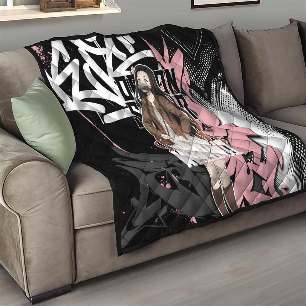 Kamado Nezuko Demon Slayer Quilt Pink & Black Graffiti Anime Graphic
