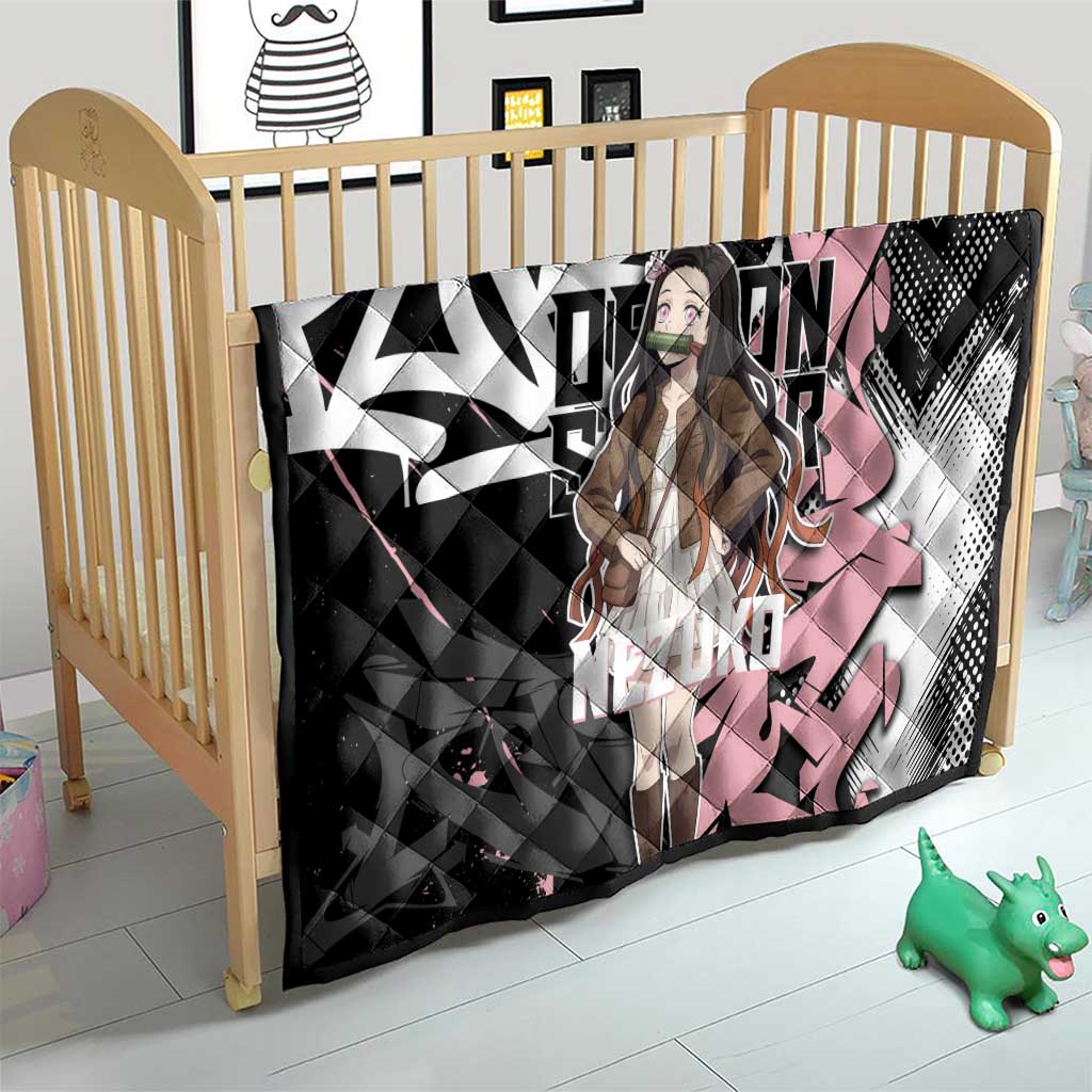 Kamado Nezuko Demon Slayer Quilt Pink & Black Graffiti Anime Graphic
