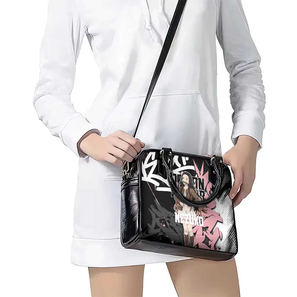 Kamado Nezuko Demon Slayer Shoulder Handbag Pink & Black Graffiti Anime Graphic
