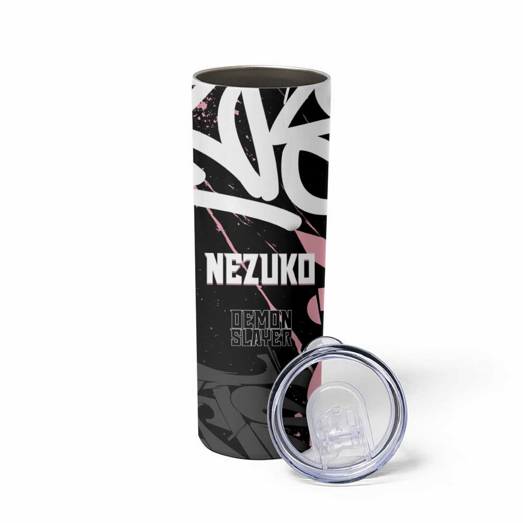 Kamado Nezuko Demon Slayer Skinny Tumbler Pink & Black Graffiti Anime Graphic