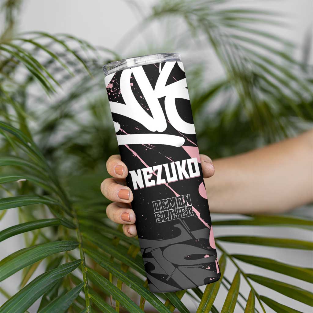 Kamado Nezuko Demon Slayer Skinny Tumbler Pink & Black Graffiti Anime Graphic