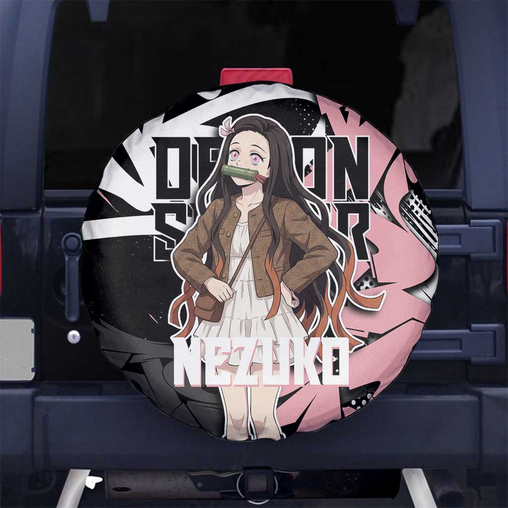 Kamado Nezuko Demon Slayer Spare Tire Cover Pink & Black Graffiti Anime Graphic