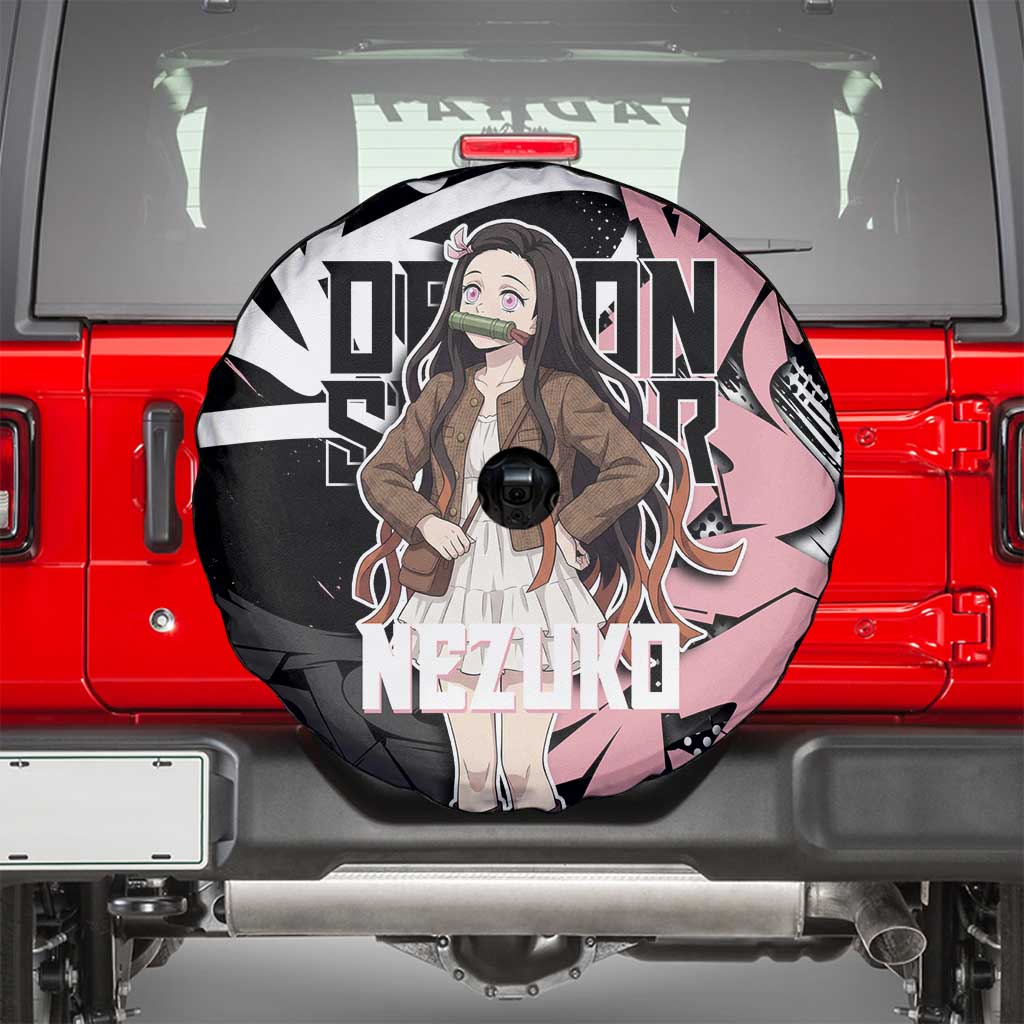 Kamado Nezuko Demon Slayer Spare Tire Cover Pink & Black Graffiti Anime Graphic