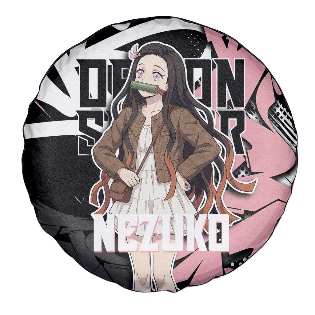 Kamado Nezuko Demon Slayer Spare Tire Cover Pink & Black Graffiti Anime Graphic