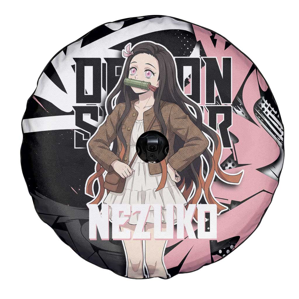 Kamado Nezuko Demon Slayer Spare Tire Cover Pink & Black Graffiti Anime Graphic