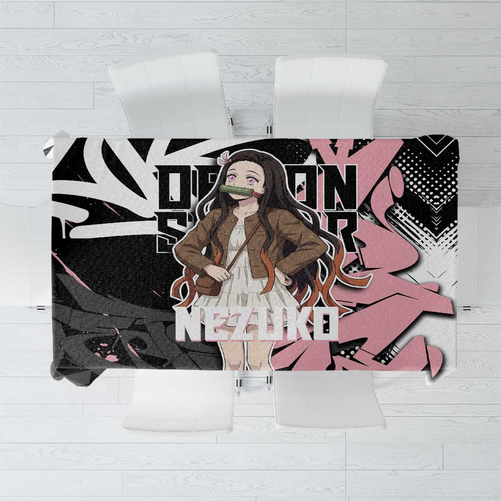 Kamado Nezuko Demon Slayer Tablecloth Pink & Black Graffiti Anime Graphic