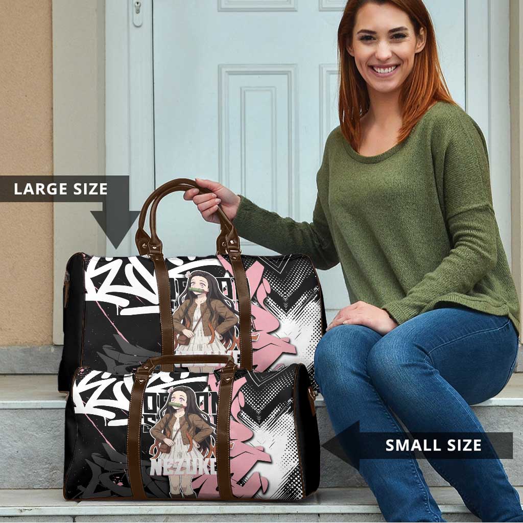 Kamado Nezuko Demon Slayer Travel Bag Pink & Black Graffiti Anime Graphic