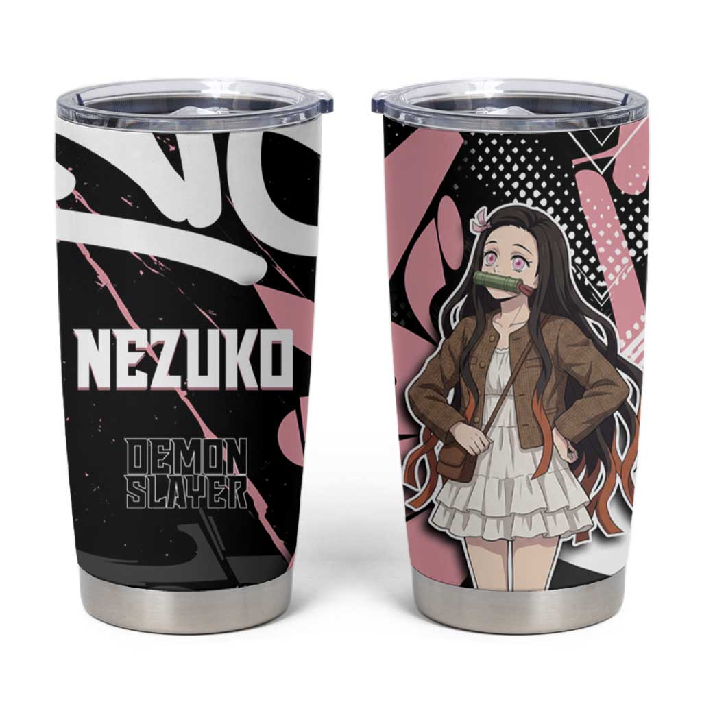 Kamado Nezuko Demon Slayer Tumbler Cup Pink & Black Graffiti Anime Graphic