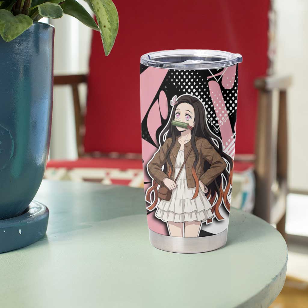 Kamado Nezuko Demon Slayer Tumbler Cup Pink & Black Graffiti Anime Graphic